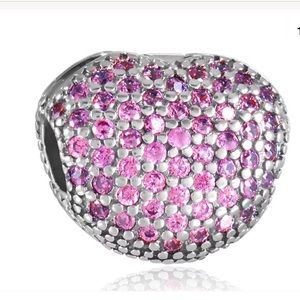 Crystal Pave Pink Sweetheart Charm Fit Pandora